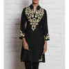 Load image into Gallery viewer, Black Embroidered Katan Silk Kurti