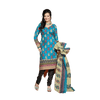 Cyan and Black printed cotton salwar kameez dress material