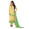 Load image into Gallery viewer, yellow georgette top, green nazneen dupatta with yellow and golden border