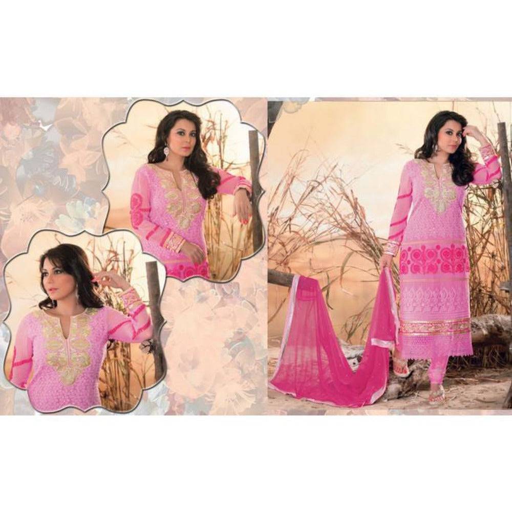 Pink Georgette Semi Stitched Salwar Suits dress Alpita - 1808