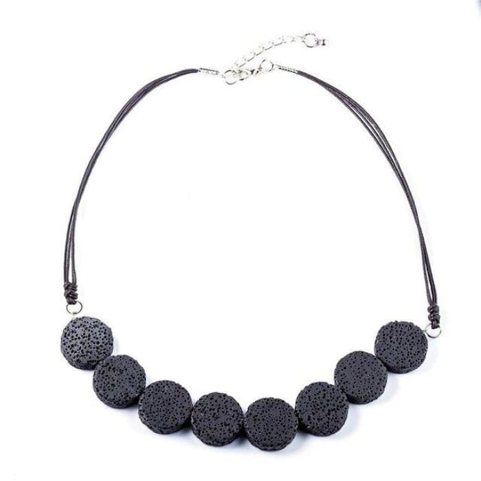 Black Tablet Beads Lava Stone Essential Oils Necklace
