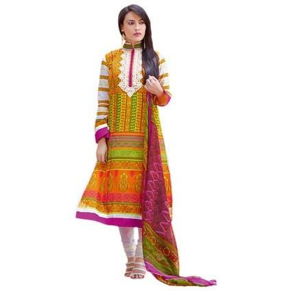 Orange Cotton Salwar Kameez dress materials - rupa5404
