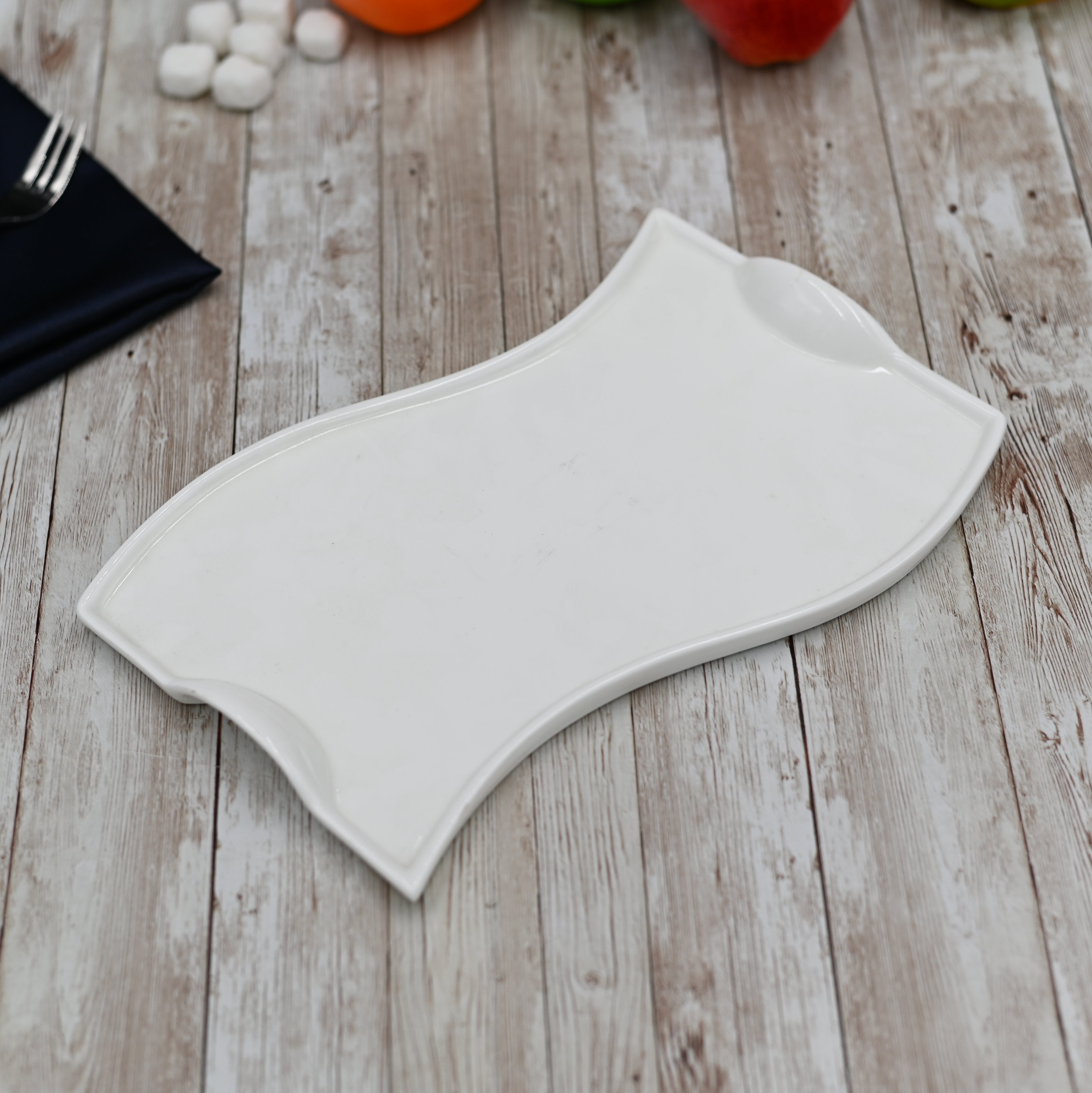 Flat Porcelain White Dish With Handles 12" inch | 31 Cm