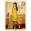 Bright Yellow Cotton Printed Salwar Suit Dress Material