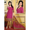 Dark Pink And Yellow Cotton printed Salwar Suit Dress Material