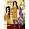 Yellow and Purple Cotton Printed Salwar Kameez Dress Material