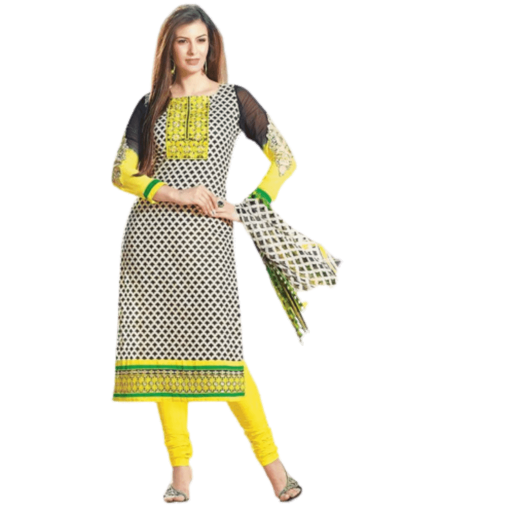 Bollywood Pakistani Indian Anarkali Salwar Kameez Yellow Printed Cotton Churidar Suit Party Wear