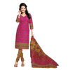 Dark Pink And Yellow Cotton printed Salwar Suit Dress Material