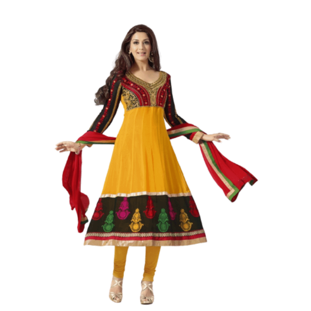 Sonali Bendre - Bollywood Georgette Suit in Yellow and Black Colour 31025