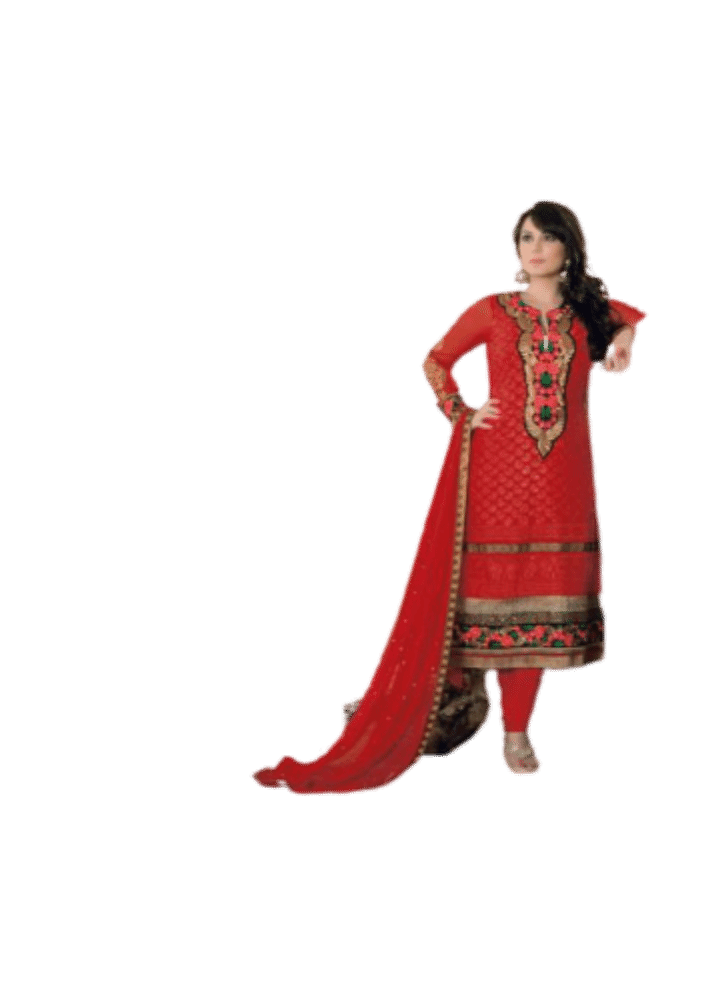 Maroon Georgette Santoon Chiffon Semi Stitch Salwar Kameez Dress