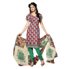 Maroon and Green Cotton Printed Salwar Kameez Dress Material